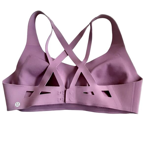Lululemon Lazer Focused Sports Bra Womens 10 B/C Strappy Back Molded Cups Purple - Picture 4 of 7